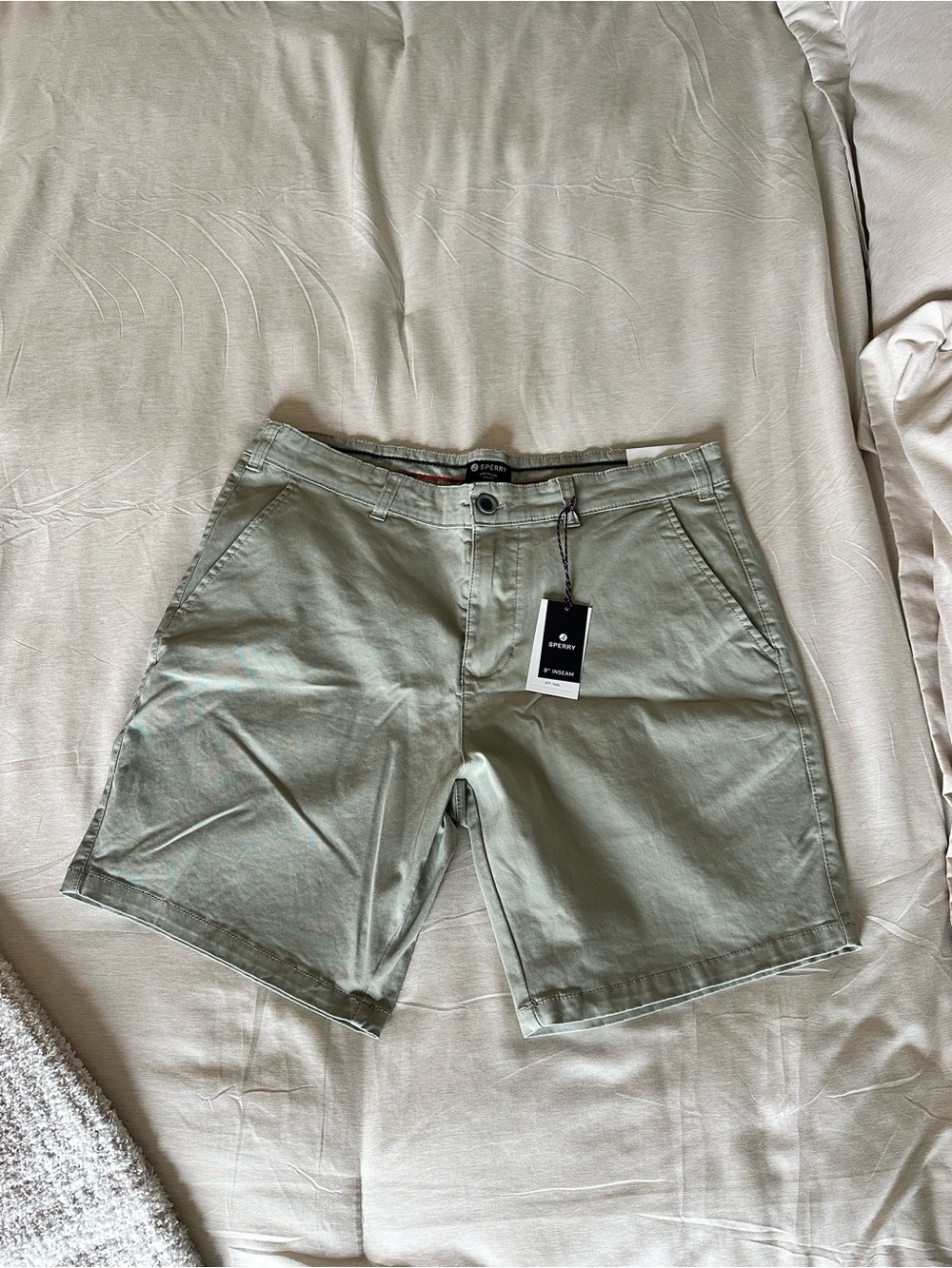 Sperry Flex Comfort Lived in Chino Short Chino Shorts in Sage Green Size 34 NWT